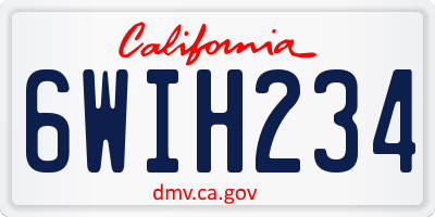 CA license plate 6WIH234