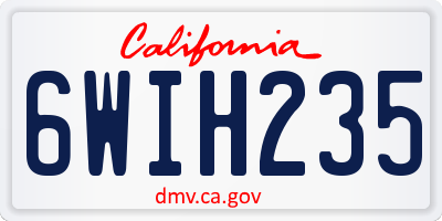 CA license plate 6WIH235
