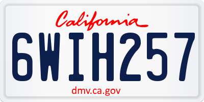 CA license plate 6WIH257
