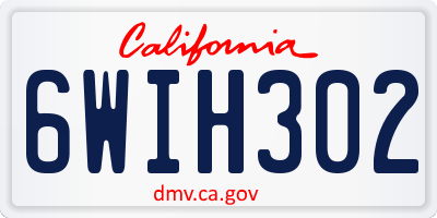 CA license plate 6WIH302