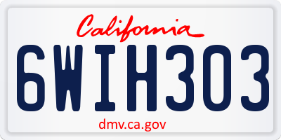 CA license plate 6WIH303
