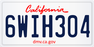 CA license plate 6WIH304
