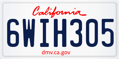 CA license plate 6WIH305