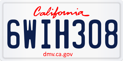 CA license plate 6WIH308