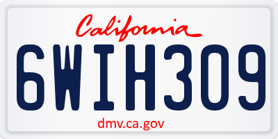 CA license plate 6WIH309