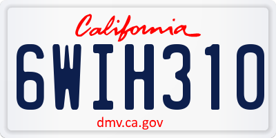 CA license plate 6WIH310