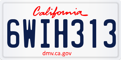 CA license plate 6WIH313