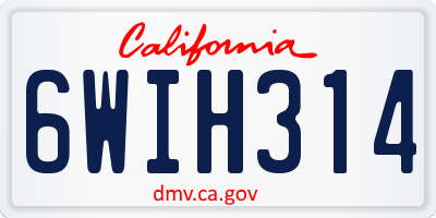 CA license plate 6WIH314