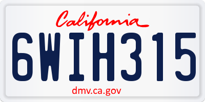 CA license plate 6WIH315