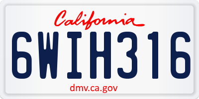 CA license plate 6WIH316