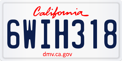 CA license plate 6WIH318