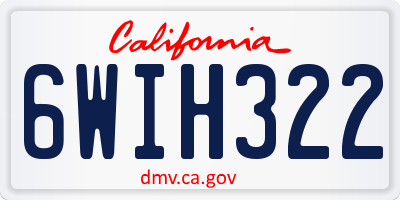 CA license plate 6WIH322