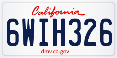 CA license plate 6WIH326