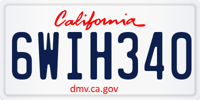 CA license plate 6WIH340