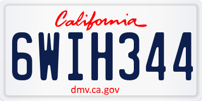 CA license plate 6WIH344
