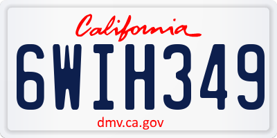 CA license plate 6WIH349
