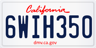 CA license plate 6WIH350