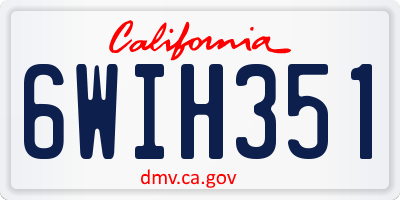 CA license plate 6WIH351
