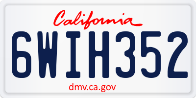 CA license plate 6WIH352