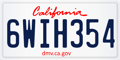 CA license plate 6WIH354
