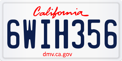 CA license plate 6WIH356