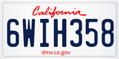 CA license plate 6WIH358