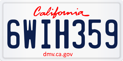 CA license plate 6WIH359