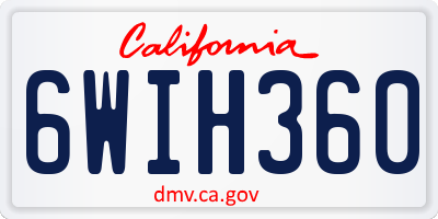 CA license plate 6WIH360