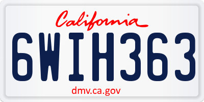 CA license plate 6WIH363