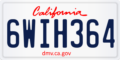 CA license plate 6WIH364