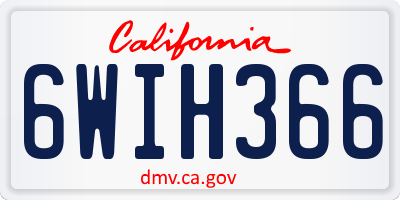 CA license plate 6WIH366