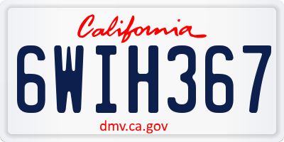 CA license plate 6WIH367