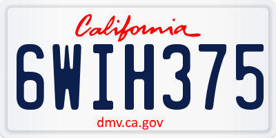 CA license plate 6WIH375
