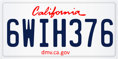 CA license plate 6WIH376