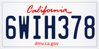 CA license plate 6WIH378
