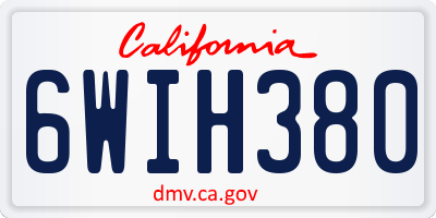 CA license plate 6WIH380