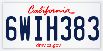 CA license plate 6WIH383