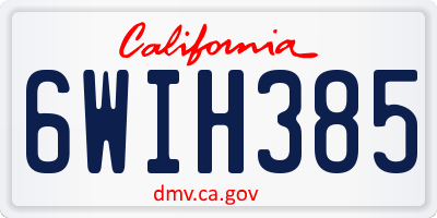 CA license plate 6WIH385