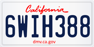 CA license plate 6WIH388