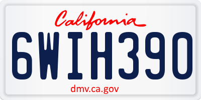 CA license plate 6WIH390
