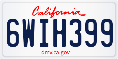 CA license plate 6WIH399