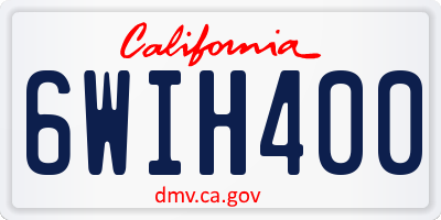 CA license plate 6WIH400