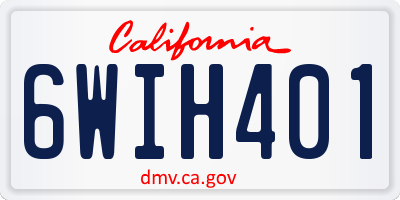CA license plate 6WIH401