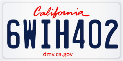 CA license plate 6WIH402
