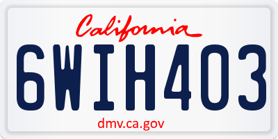 CA license plate 6WIH403