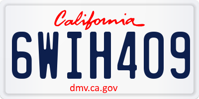 CA license plate 6WIH409