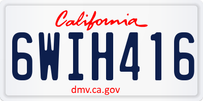 CA license plate 6WIH416