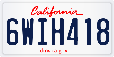 CA license plate 6WIH418
