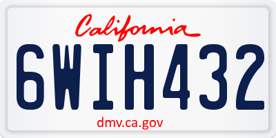 CA license plate 6WIH432