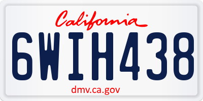 CA license plate 6WIH438
